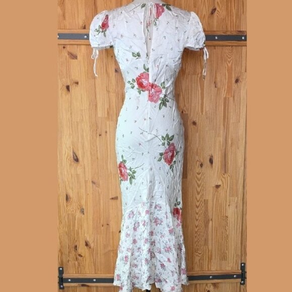 NEW FOR LOVE AND LEMONS ROSEBUD MIDI DRESS IN WHITE #2 SIZE S - Picture 5 of 11